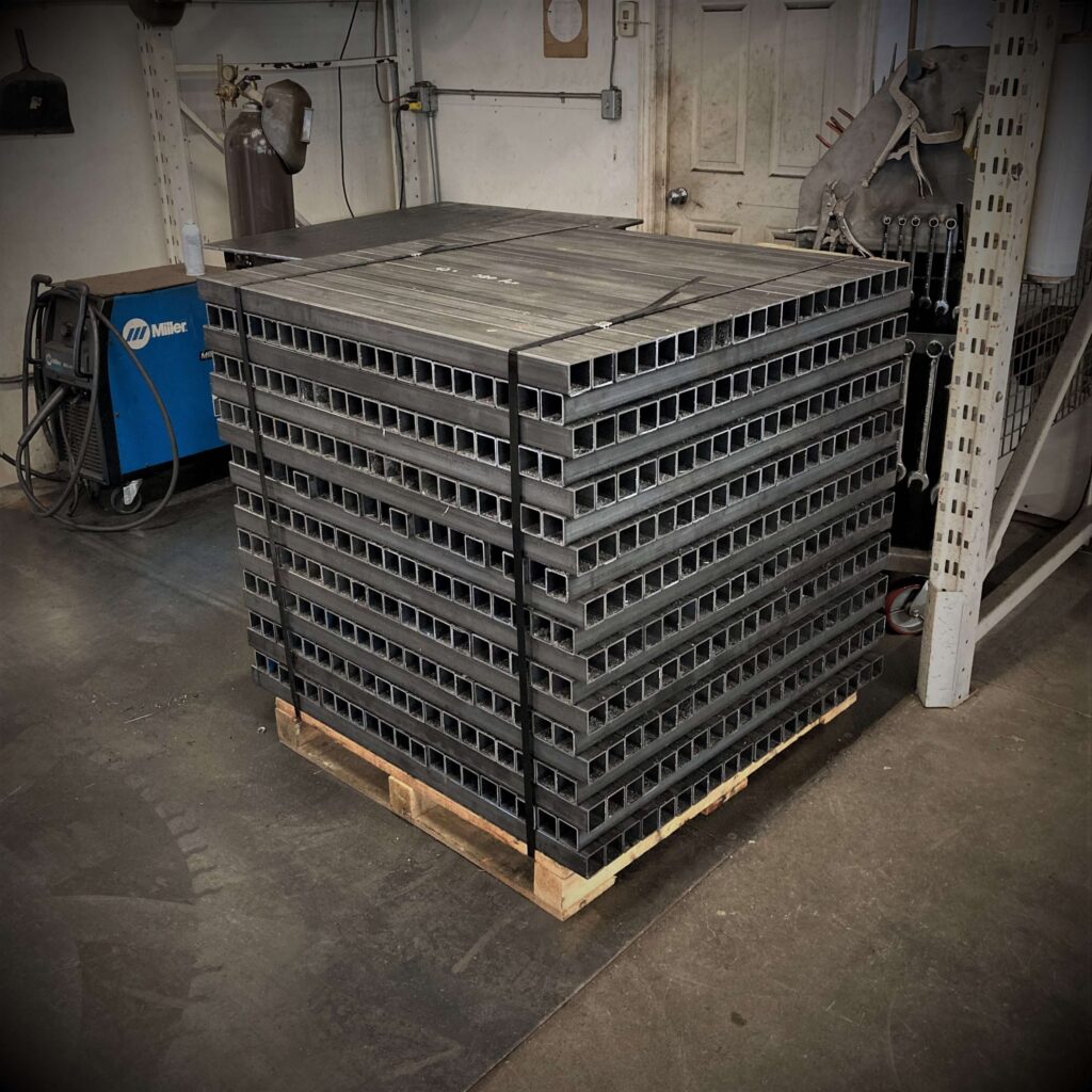 A skid of saw cut tubes